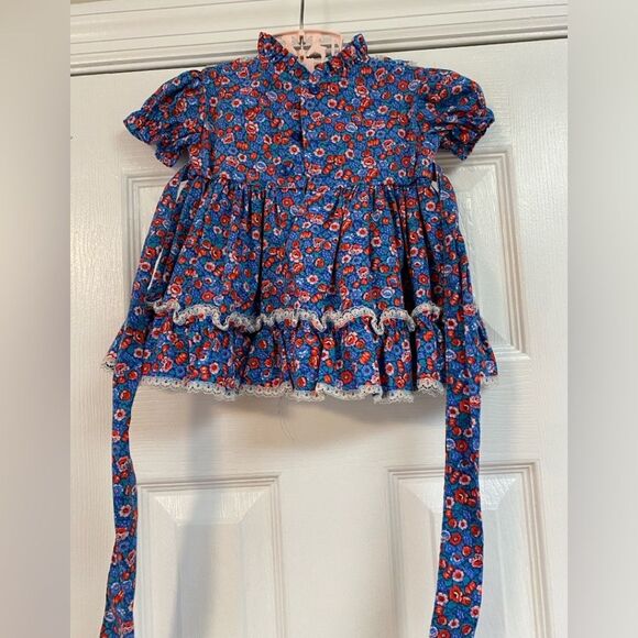 Vintage Coquette Retro Floral Ruffle Kid Baby Formal Holiday Dress:Thanksgiving - Picture 3 of 13